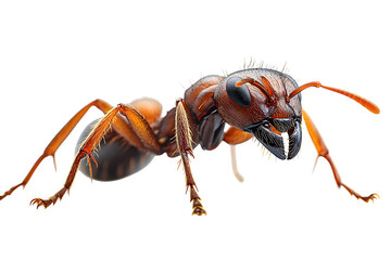 Close up ant isolated on white background and copy space for text