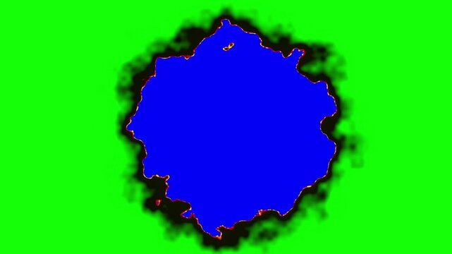 Burning paper transition on green screen and blue screen