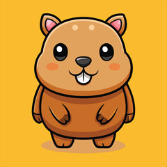 Naklejka premium Kawaii Capybara Cartoon Character Vector Clipart