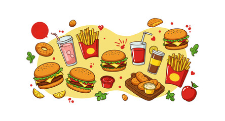 set of various food icons