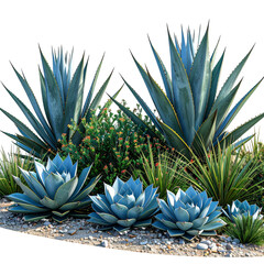 Obraz premium Group of agaves in vibrant blue gray tones
