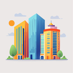 Obraz premium modern buildings in simple and clean geometric forms and vibrant colors