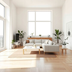 modern luxury apartment interior in minimal scandinavian style