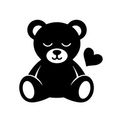 Sitting Teddy Bear Silhouette with Heart Ear Detailing
