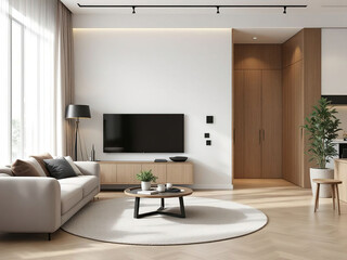 modern luxury apartment interior in minimal scandinavian style