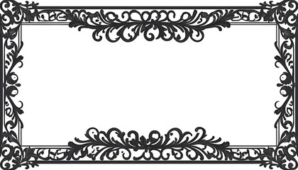 Fototapeta premium Elegant black ornate frame with swirling floral details, perfect for adding a vintage touch to designs.