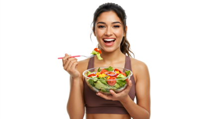 woman eating salad