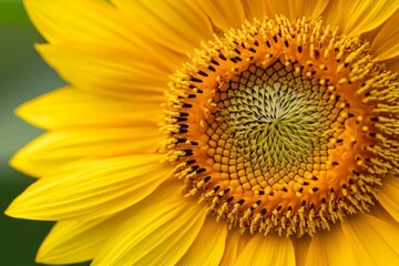 Close-Up of Sunflower: Petals, Center, and Seeds