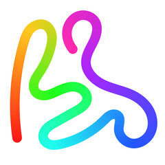 Abstract wavy gradient background with colorful squiggle lines, neon ribbon shapes, fluid swirl pattern, and curved 3D design elements. Flat vector illustration isolated on white background.