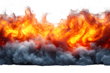 Fire flames on white background, more red version