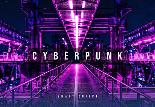 Futuristic Neon Cyberpunk Photo Effect