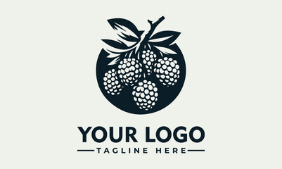 Vintage style logo design featuring a cluster of stylized raspberries on a branch.