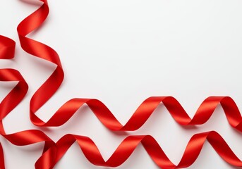 Elegant Red Ribbon Border on White Background