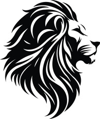 lion vector majestic mane lion side view graphic, lion vector bold tribal lion face logo design, lion vector fierce lion side face tattoo vector