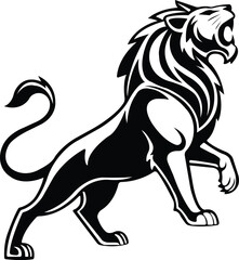 lion vector roaring lion tribal silhouette art, lion vector roaring beast tribal tattoo style © Narayan