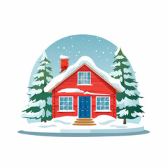 Naklejka premium Snow-covered cottage in a serene winter scene