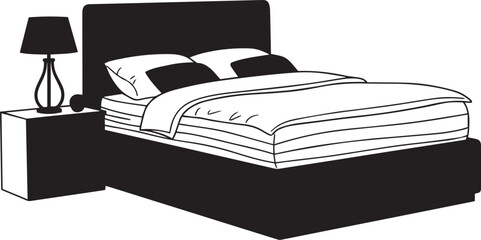 vector illustration of  Beds with layered linens