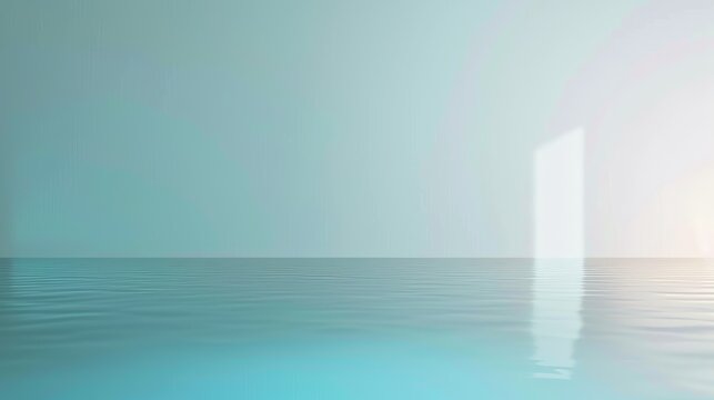 gradient blank background, cian to light blue, 3d english letter at the bottom, reflection, minimal 