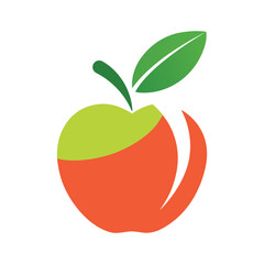 Green orange apple logo using flat geometry vector