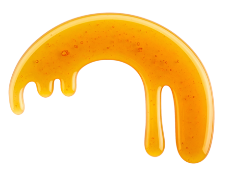 curved arc of dripping honey in smooth golden syrup texture for sweet food ingredient and abstract fluid design on isolated background
 - Powered by Adobe