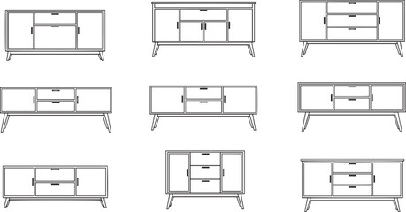 vector illustration of Sideboards credenzas