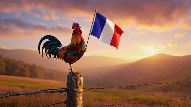 Rooster with the French flag.