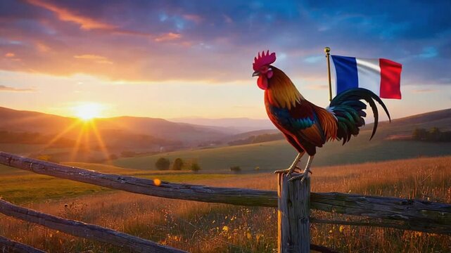 Rooster with the French flag.