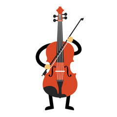 Fototapeta premium The cartoon violin plays itself . International Music Day. Isolated illustration