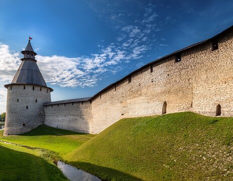 the walls of the pskov kremlin