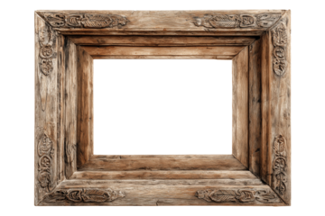 Rustic carved wooden picture frames PNG with a transparent background

