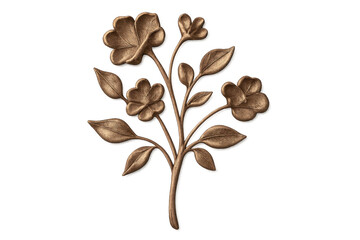 Golden floral ornament with leaves and flowers embellishing a transparent background, perfect for elegant and luxurious designs