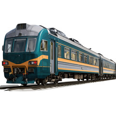  Passenger train isolated on white and transparent background.