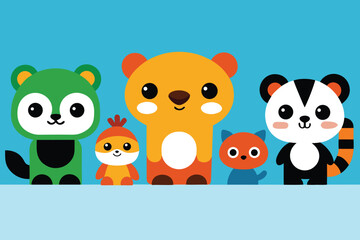 Funny cartoon owl vector icon set for cute baby animal collection design