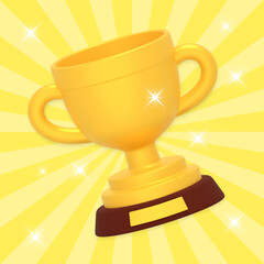 金のトロフィーと集中線背景