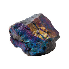 Peacock Ore (Bornite) isolated on white and transparent background.