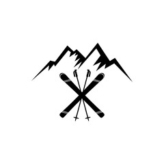 Ski mountains icon isolated on white background