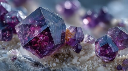 time lapse of amethyst crystal formation with hexagonal lattice structure