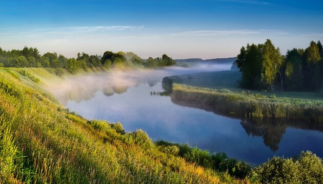 morning fog over the river inya
