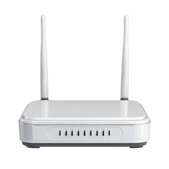 Wireless Router with Dual Antennas Isolated on a White Background