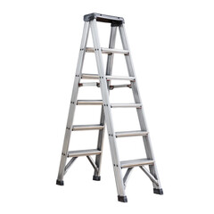 Isolated Folded Ladder Standing on White Background in Center
