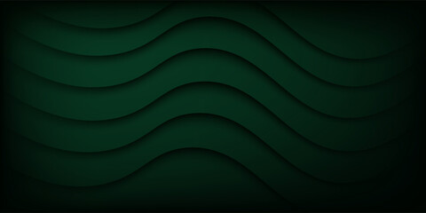 Modern Simple Abstract Dark Background with Green Color Wavy Design. Eps10 Vector
