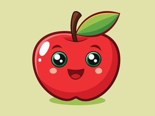 Cute Cartoon Apple Character Waving Hand