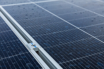Solar cell photovoltaic panels technology for renewable energy solution on roof. Electrical energy obtained from nature sunlight clean renewable energy.