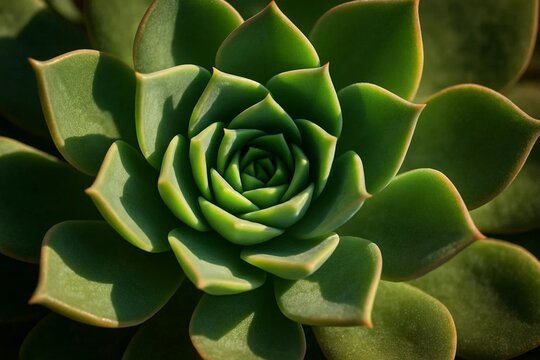 Macro photo of a succulent plant with natural lighting and shadows - Powered by Adobe