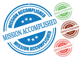 Success Achieved Stamp Vector Set, Mission Accomplished Label Collection  