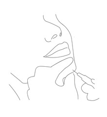 chin injection. Chin surgery. Cosmetic surgery on face with dotted lines. For plastic surgery clinic, 