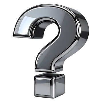 Metallic question mark symbol on black background