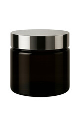 Empty Clear Glass Cosmetic Jar with Silver (or Rose Gold) Lid, Isolated