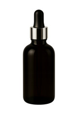 Elegant Transparent  Bottle with Metallic Cap Isolated on White
