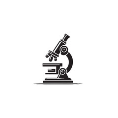 Microscope with Slide Silhouette on White Background – Vector Illustration for Laboratory, Biology, and Scientific Research Concepts